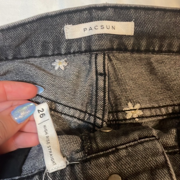 High rise straight leg flower embroidered jeans Pacsun - Picture 3 of 3